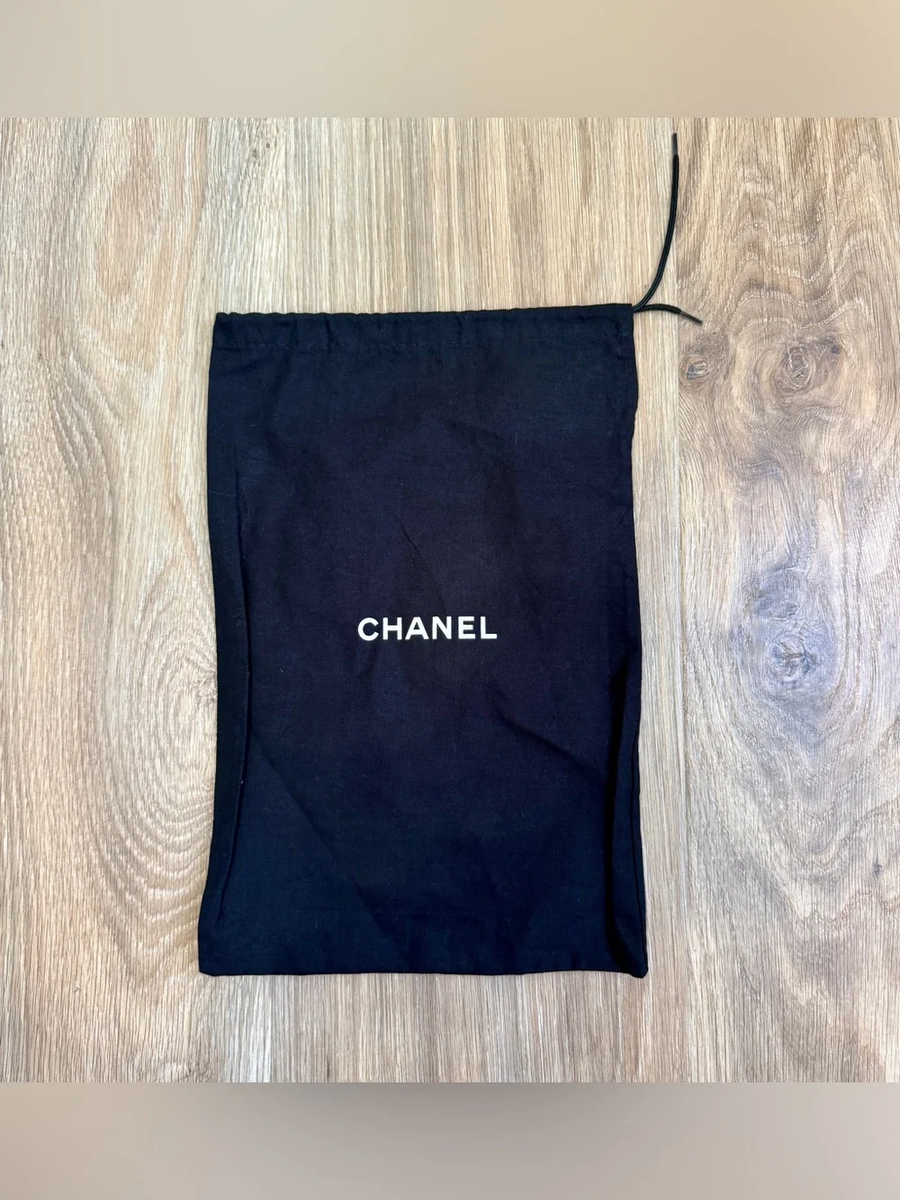 CHANEL Black Cotton Drawstring Dust Bag Storage Pouch 13” x 9”